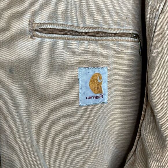 VTG 90’s Carhartt Detroit Blanket Lined Work Jacket Trashed Sun Faded Size Small - Picture 3 of 11